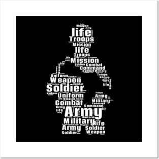 soldier word cloud white Posters and Art